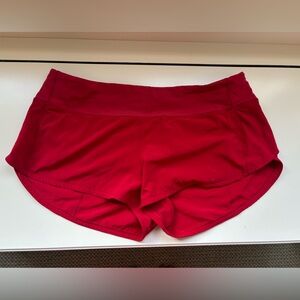 Lululemon red Speed up athletic shorts